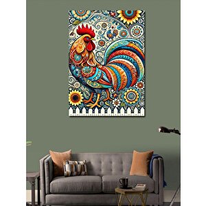 Kanvas Tablo Desenli Renkli Horoz 70x100 cm