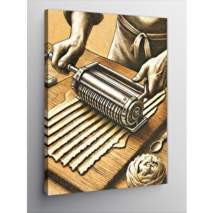 Kanvas Tablo Makarna Yapımı 100x140 cm