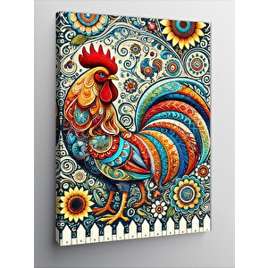 Kanvas Tablo Desenli Renkli Horoz 50x70 cm