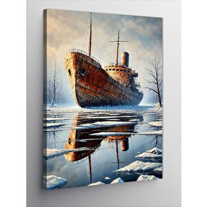Kanvas Tablo Buz Üzerindeki Eski Gemi 50x70 cm