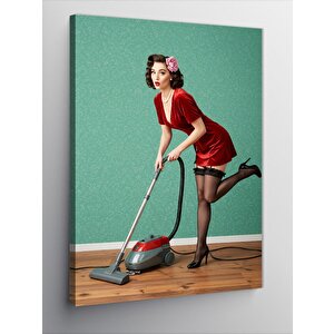 Kanvas Tablo Retro Temizlik Kadını 50x70 cm