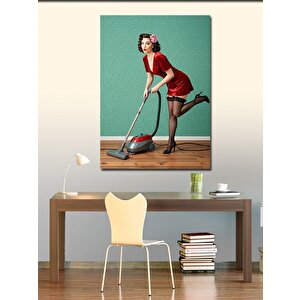 Kanvas Tablo Retro Temizlik Kadını 50x70 cm