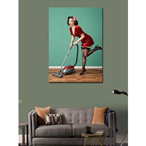 Kanvas Tablo Retro Temizlik Kadını 50x70 cm