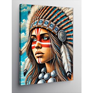 Kanvas Tablo Kızılderili Kadın Portresi 50x70 cm