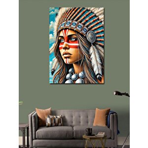 Kanvas Tablo Kızılderili Kadın Portresi 100x140 cm