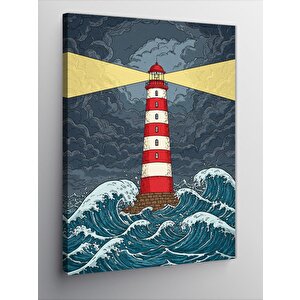 Kanvas Tablo Deniz Feneri Ve Dalga 50x70 cm