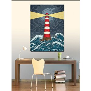 Kanvas Tablo Deniz Feneri Ve Dalga 50x70 cm