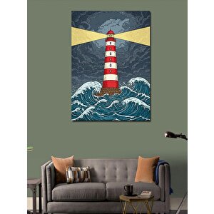 Kanvas Tablo Deniz Feneri Ve Dalga 70x100 cm