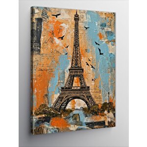 Kanvas Tablo Eiffel Kulesi Ve Renkli Desenler 100x140 cm
