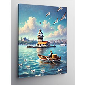 Kanvas Tablo Kız Kulesi Ve Sandal 100x140 cm