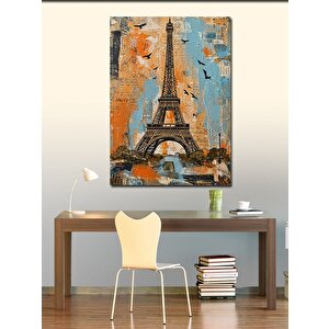 Kanvas Tablo Eiffel Kulesi Ve Renkli Desenler 70x100 cm