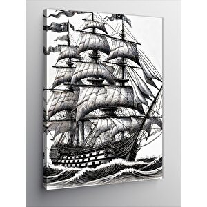 Kanvas Tablo Klasik Yelkenli Çizimi 100x140 cm