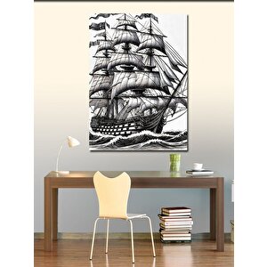 Kanvas Tablo Klasik Yelkenli Çizimi 100x140 cm