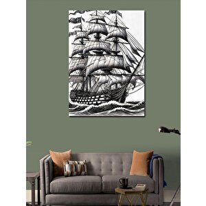 Kanvas Tablo Klasik Yelkenli Çizimi 100x140 cm