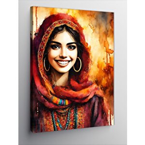 Kanvas Tablo Gülümseyen Kadın Portresi 50x70 cm