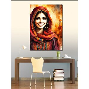 Kanvas Tablo Gülümseyen Kadın Portresi 50x70 cm