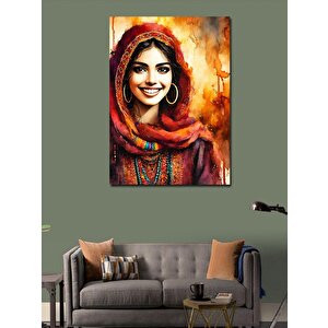 Kanvas Tablo Gülümseyen Kadın Portresi 50x70 cm