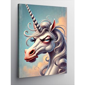 Kanvas Tablo Beyaz Unicorn Portresi 70x100 cm