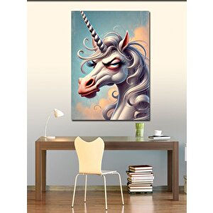 Kanvas Tablo Beyaz Unicorn Portresi 50x70 cm