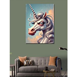 Kanvas Tablo Beyaz Unicorn Portresi 50x70 cm