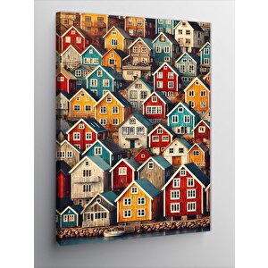 Kanvas Tablo Renkli Evler Ve Mahalle 70x100 cm