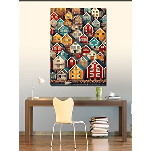 Kanvas Tablo Renkli Evler Ve Mahalle 70x100 cm