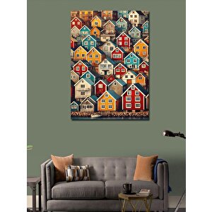 Kanvas Tablo Renkli Evler Ve Mahalle 70x100 cm