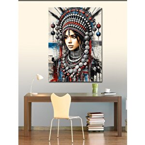 Kanvas Tablo Geleneksel Süs Kadın Portresi 50x70 cm