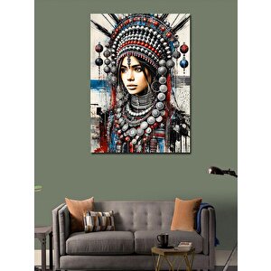 Kanvas Tablo Geleneksel Süs Kadın Portresi 50x70 cm