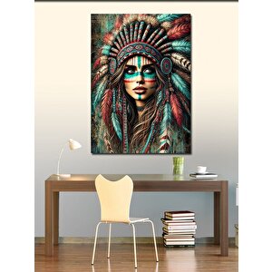 Kanvas Tablo Kızılderili Kadın Portresi 100x140 cm