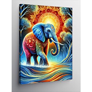 Kanvas Tablo Alevli Fil Ve Renkler 50x70 cm