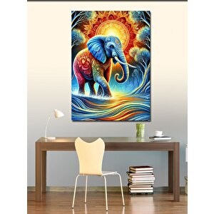 Kanvas Tablo Alevli Fil Ve Renkler 50x70 cm