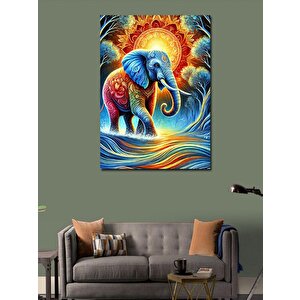 Kanvas Tablo Alevli Fil Ve Renkler 50x70 cm