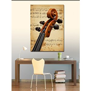 Kanvas Tablo Nota Üzerindeki Keman 70x100 cm