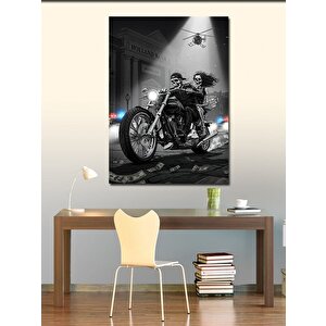 Kanvas Tablo Motosiklet Süren Çift 100x140 cm
