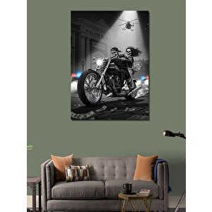 Kanvas Tablo Motosiklet Süren Çift 100x140 cm