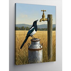 Kanvas Tablo Musluk Ve Kırlangıç Çizimi 100x140 cm