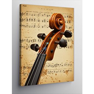 Kanvas Tablo Nota Üzerindeki Keman 50x70 cm