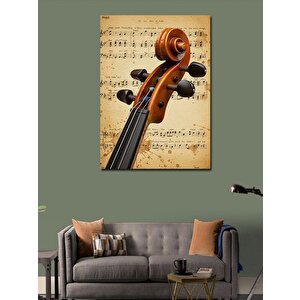 Kanvas Tablo Nota Üzerindeki Keman 50x70 cm