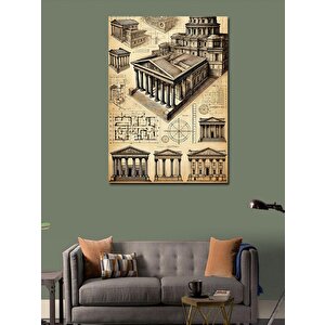 Kanvas Tablo Antik Roma Yapıları Çizimi 50x70 cm