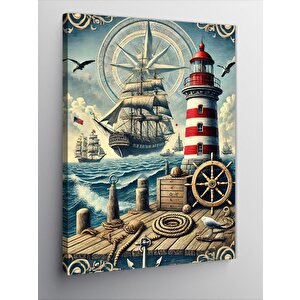Kanvas Tablo Deniz Feneri Ve Yelkenli 50x70 cm
