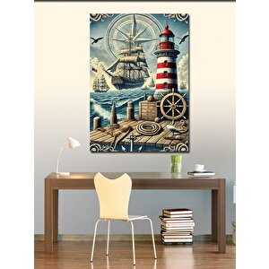 Kanvas Tablo Deniz Feneri Ve Yelkenli 50x70 cm