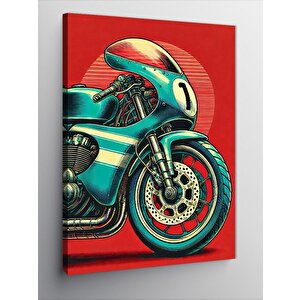 Kanvas Tablo Retro Yeşil Motosiklet 70x100 cm