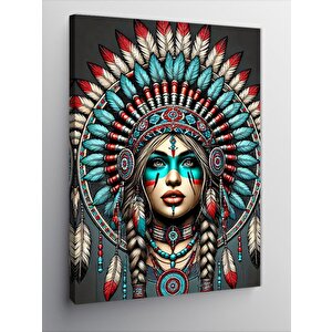 Kanvas Tablo Kızılderili Kadın Sanatı 100x140 cm