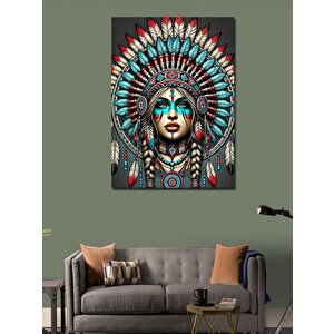 Kanvas Tablo Kızılderili Kadın Sanatı 100x140 cm