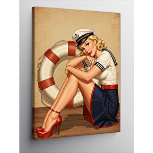 Kanvas Tablo Denizci Kadın Çizimi 100x140 cm