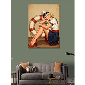 Kanvas Tablo Denizci Kadın Çizimi 100x140 cm