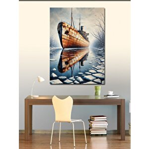 Kanvas Tablo Buzların Arasında Gemi 50x70 cm