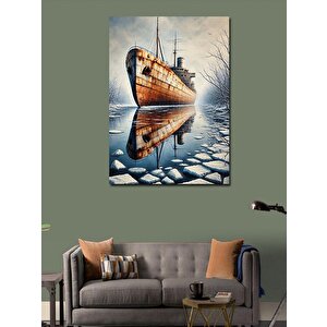 Kanvas Tablo Buzların Arasında Gemi 50x70 cm