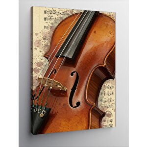 Kanvas Tablo Keman Ve Notalar 70x100 cm